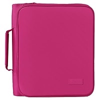 SUNEE Zippered Binder Bag with Handle, 2-Inch 3-Ring O-Ring, 500-Sheet Capacity, Includes Zip Pocket, 5-Tab Expanding File Folder, Multi-Pocket Organizer Binder for Middle School, Pink Lotus