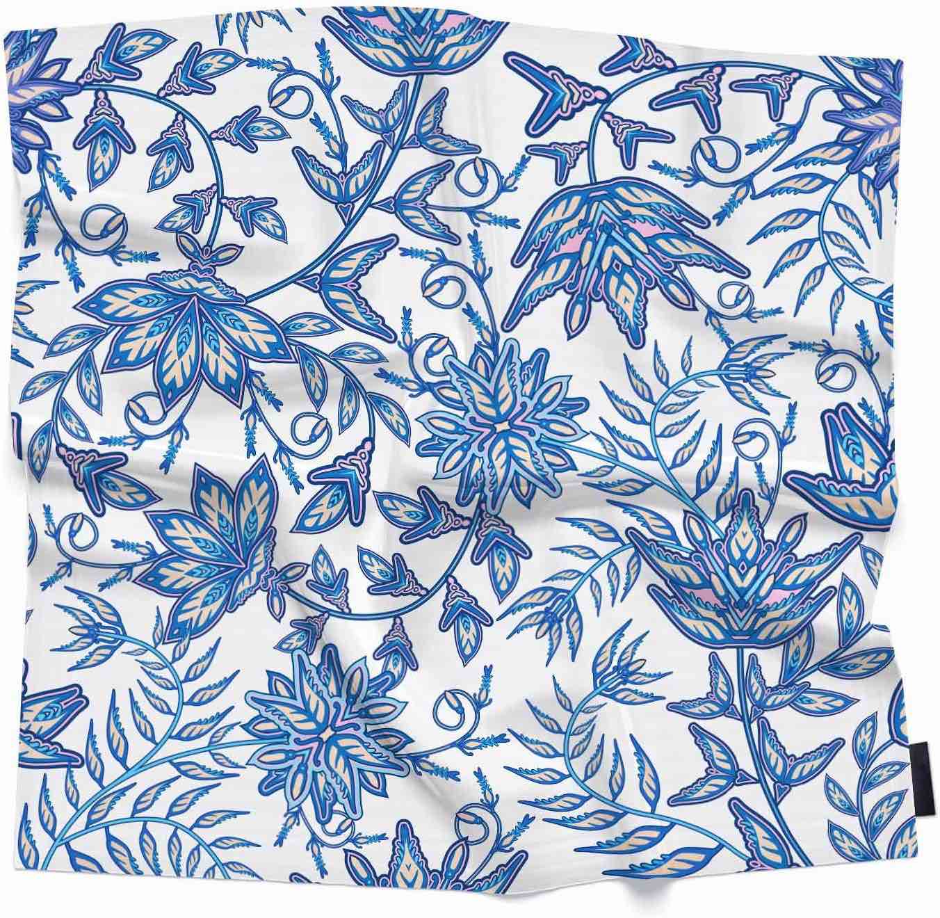 Xuwenz Head Scarf Paisley Pattern Silk Scarf for Women Hair Wrap Sleeping Stylized Ethnic Flower Lea