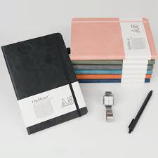 OnMove Lined Notebook Journal for Women Men 200 Pages A5 Hardcover Leather with Pen Holder College R