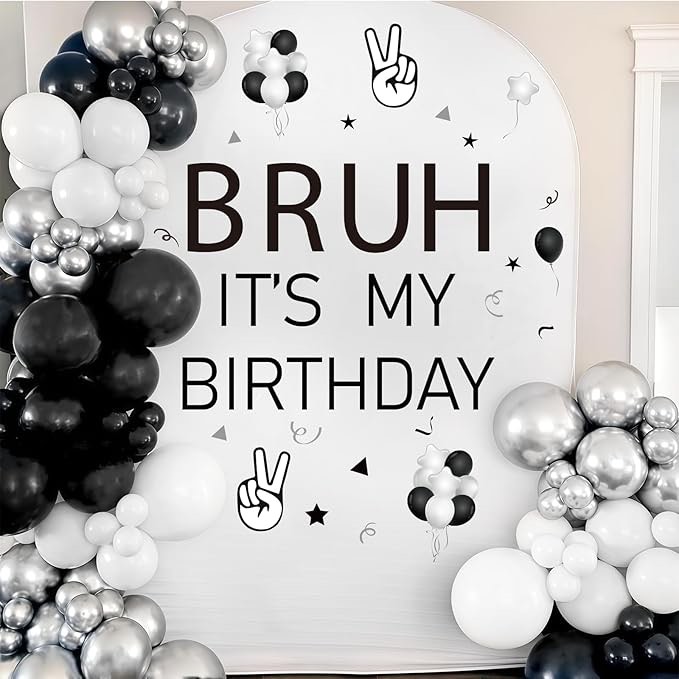 Sursurprise Bruh It's My Birthday Decal Sign Sticker for Balloon Arch Backdrop Photography Background Wall Decor, Preteen and Teen Boy Birthday Decorations Party Supplies