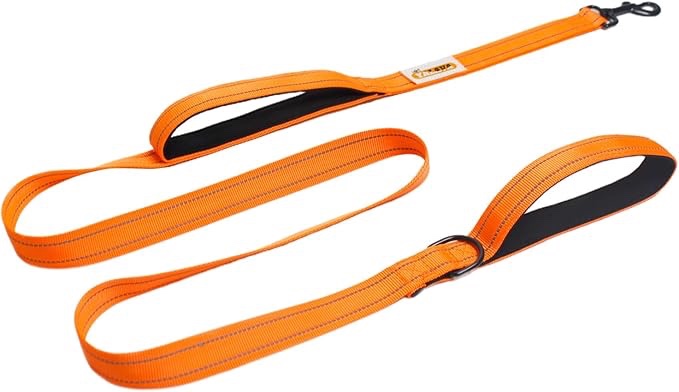 YALAVA 5ft Double Handle Dog Leash, 1 inch Heavy Duty Dual Padded Handle Leashes, Traffic Handle & Reflective Walking Lead for Small Medium Dogs, Green 1in-5ft 