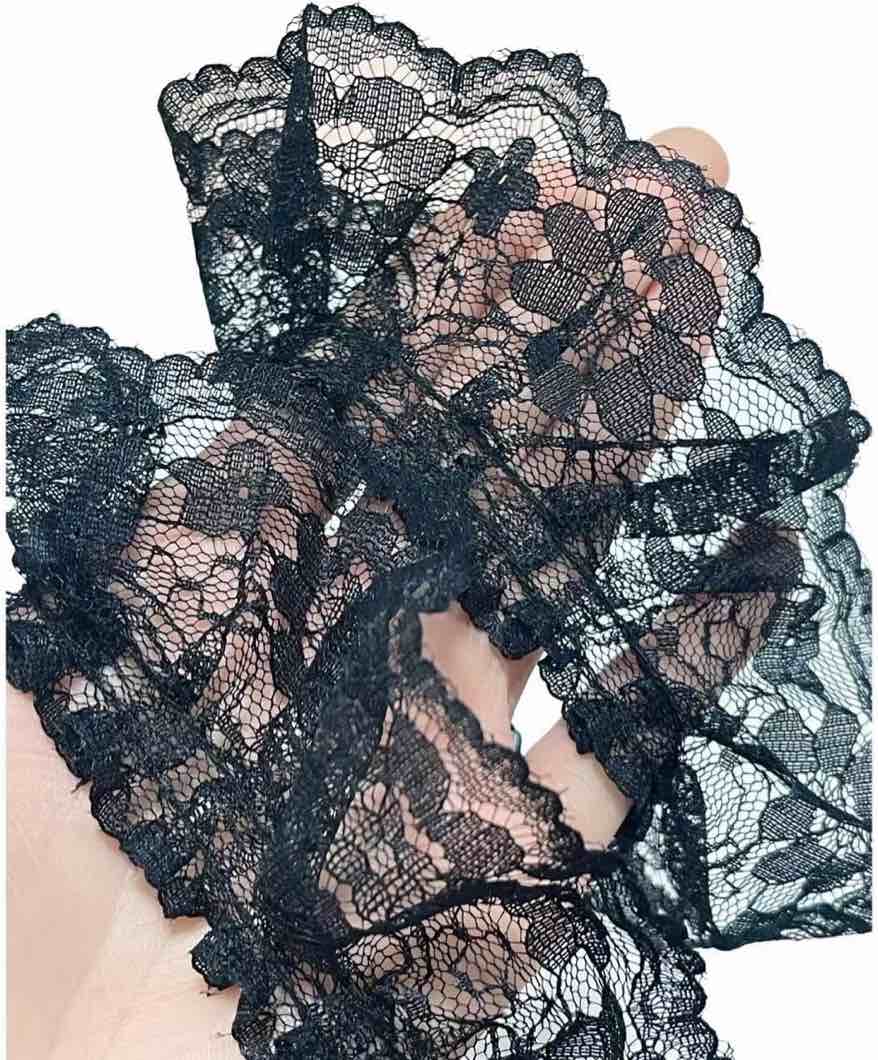 Lomjuytg 2.36inchX2Yards Lace Ribbon,Floral Pattern Fabric Lace Ribbon Vintage Lace Pleated Trim Lac