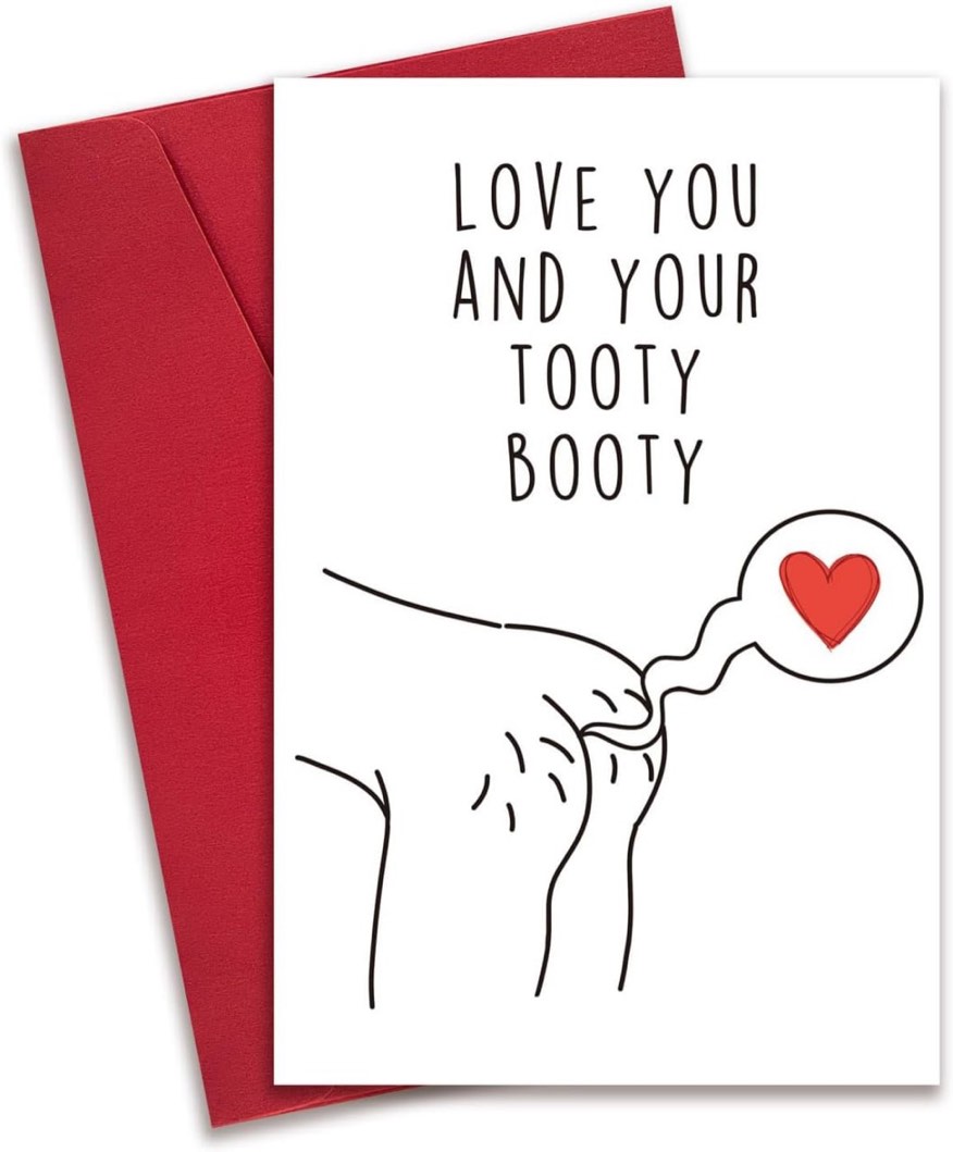RollupJoy Cheeky Tooty Booty Anniversary Card, Funny Anniversary Card for Husband Boyfriend, Romantic Anniversary Card Gift for Couple, Lovely Valentine's Day Gifts for Him Her