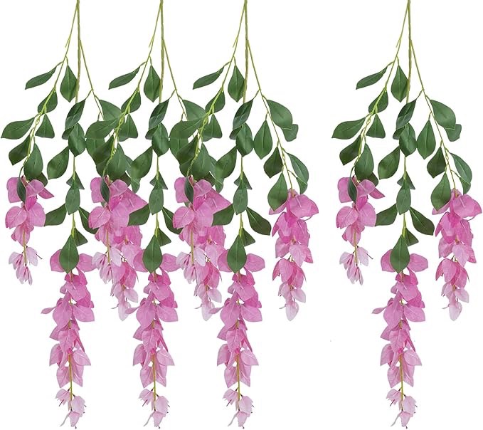 37.4" Artificial Bougainvillea Flowers Real Touch Faux Bougainvillea Flower Stems Floral for Home Wedding Party Vase Realistic Indoor Decor,3pcs (Rosy)