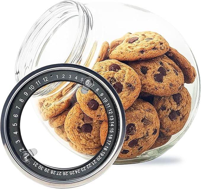 Glass Food Storage Container, Cookie Jar With Date Indicator Lid, Candy Jar, Sugar Container, Glass jar with lid, Food Storage For Snack, Coffee Pods, Dried Goods and Pet Treats
