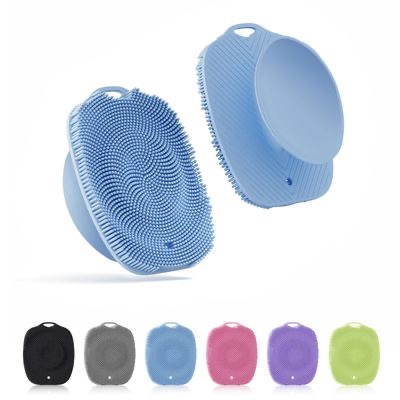 ARIOSOX, Soft Silicone Body Scrubber Gentle Like a Hand Exfoliating Your Skin and Build Up Lather Easily, Back Large Suction Cup Easy to Store, Long-Lasting & Deep Clean (Blue)