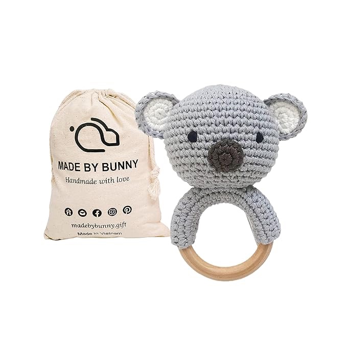 Bunny White Bunny rattles Toy for Young Children, Handmade Woolen Toy with Strict Quality Testing Process, Usable as House Decoration (Koala Rattles)