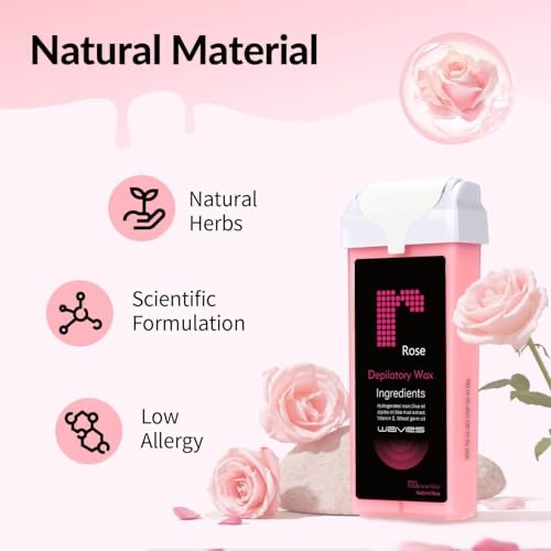 Waxpro Roll on Wax Kit,Waxing Kit for Women, Wax Roller Kit Easy Waxing at Home, with 2 Wax Cartridges & 50 Pcs Wax Strips (Rose)