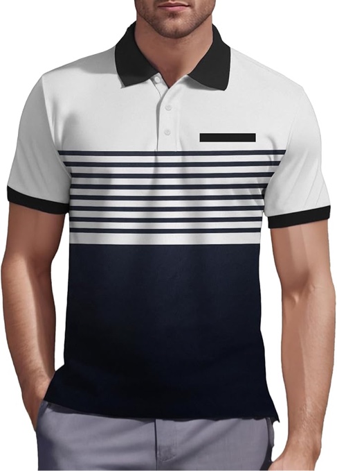 DCDany Polo Shirts for Men Button Down Collar Business Polo Shirts?Golf Casual Shirts with Short Sleeves Slim Fit Fashion Shirts White