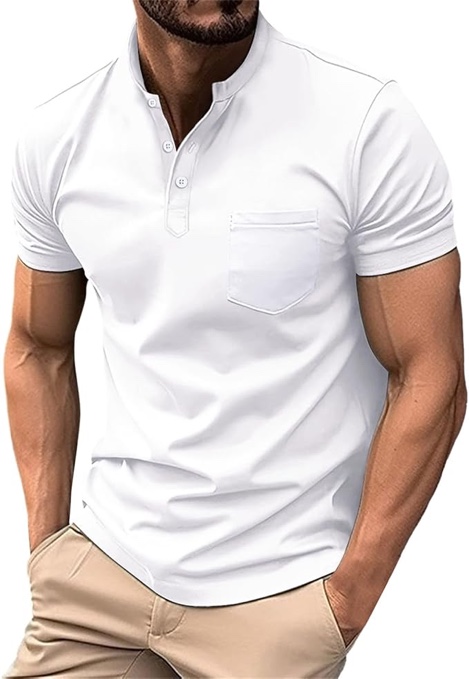 DCDany Polo Shirts for Men Button Down Collar Business Polo Shirts?Golf Casual Shirts with Short Sleeves Slim Fit Fashion Shirts White
