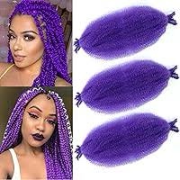 ROURUNFASI Mediumpurple Springy Afro Twist Hair 18 Inches Pre-separated Marley Twist Braiding Hair 3 Packs Pre-fluffed Spring Crochet Twist Hair For Soft Locs