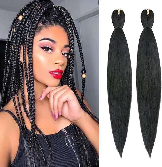 4# Pre stretched Braiding Hair, 26 Inches Box Braiding Hair Extensions, 2 Packs Yaki Texture Synthetic Crochet Braids Hair