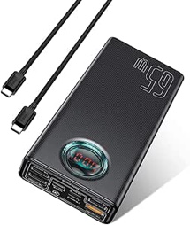 Baseus Portable Charger, 65W 30000mAh High Capacity Laptop Power Bank, Digital Display, PD3.0, 7-Port Battery Pack for MacBook, iPad, iPhone 16/15/14 Series, Samsung, Steam Deck, ROG Ally (Black)