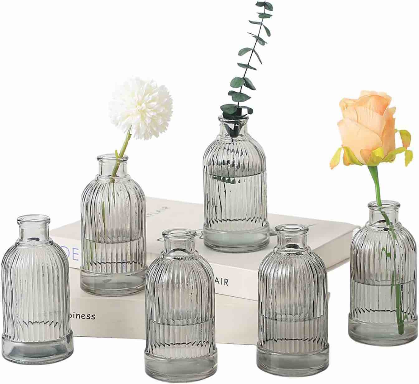 ROLLSCERAY Bud Vases Set of 12, Glass Vases for Centerpieces, Small Vases for Flowers, Small Flower Vases for Centerpieces, Vintage Vases, Mini Vases, Black Bud Vases for Wedding Table Decor