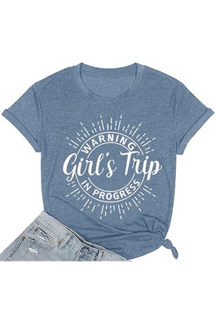 Happy Camper T-Shirt for Women Station Wagon Pattern Girl's Trip Letter Print Girl Travel Shirt Camping Summer Vacation Top