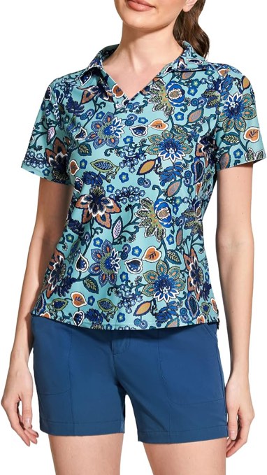 M MOTEEPI Womens Golf Shirt Short Sleeve Quick Dry Womens Polo Shirts Ladies V Neck Outfits Tops