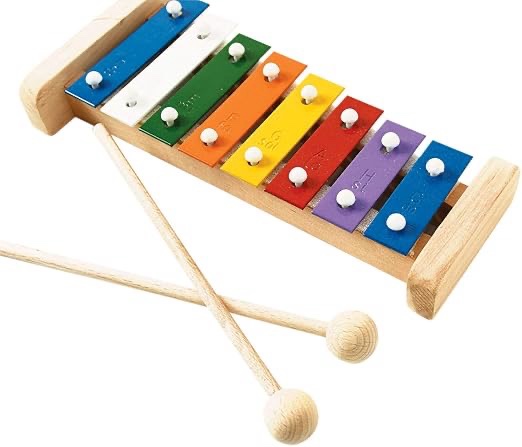 Professional Colorful Wooden Soprano Glockenspiel Xylophone with 8 Metal Keys for Adults & Kids - Includes 2 Wooden Beaters