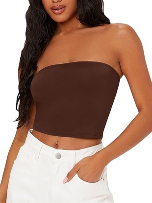 SOLY HUX Women's Tube Crop Top Strapless Sleeveless Slim Fit Bandeau Summer Top