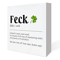 St. Patricks Day Decor, St. Patrick's Shamrock Wood Block Sign, St. Patricks Day Decorations for Home Kitchen Desk Tabletop Shelf 5 x 5 Inches 17