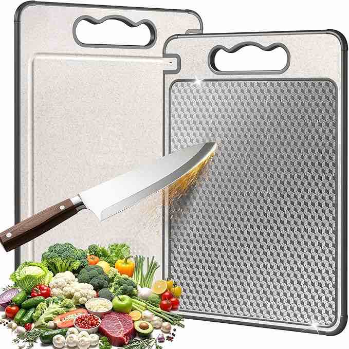 304 Stainless Steel Cutting Board - Non Toxic Chopping Board for Meat, Fruit, Vegetables - Dishwasher Safe (15.35 * 11.02in)
