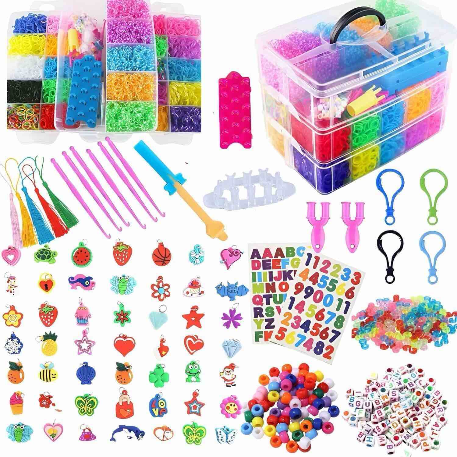 MEDA Rubber Band Bracelet Kit Loom Bands Vibrant Colours with Storage Box DIY