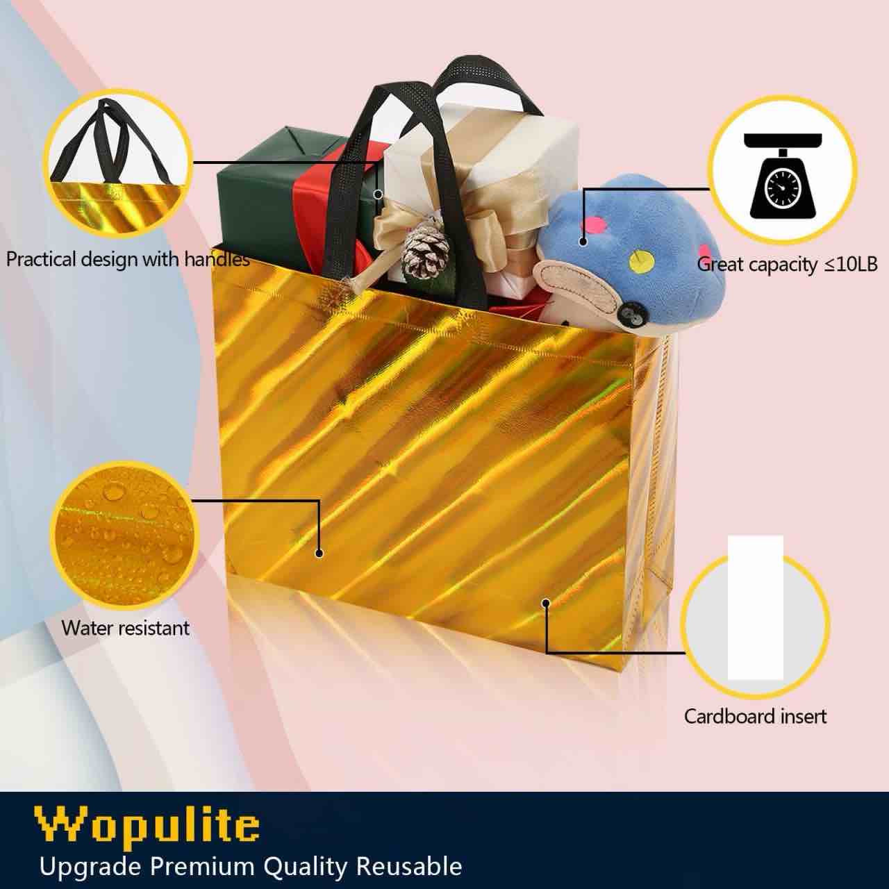 Wopulite Upgrade Small Gift Bags - 3D Waterproof with Handles, Perfect for Parties & Goodies