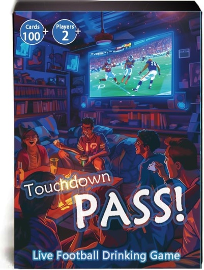 Touchdown Pass! Live Football Drinking Cards Game for Family Game Night, Party Game Night, Football Funs, Easy Games for Adult Game Nights