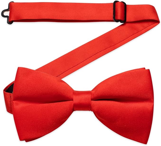 Pre-Tied Bow Tie Satin Solid Bowtie Adjustable Tuxedo Bowties for Men with Gift Box Wedding Party