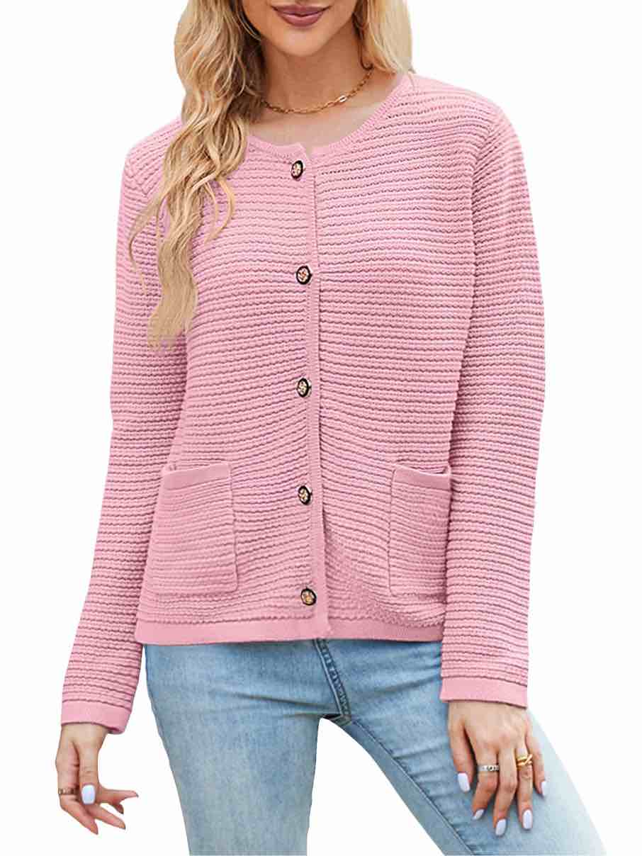 MEROKEETY OPEN FRONT BUTTON CHUNKY KNIT SWEATER CARDIGAN