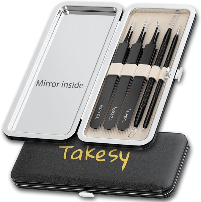 Blackhead Remover Kit - Acne Extraction Tool, Pimple Popper for Nose, Zit Extractor (Black)
