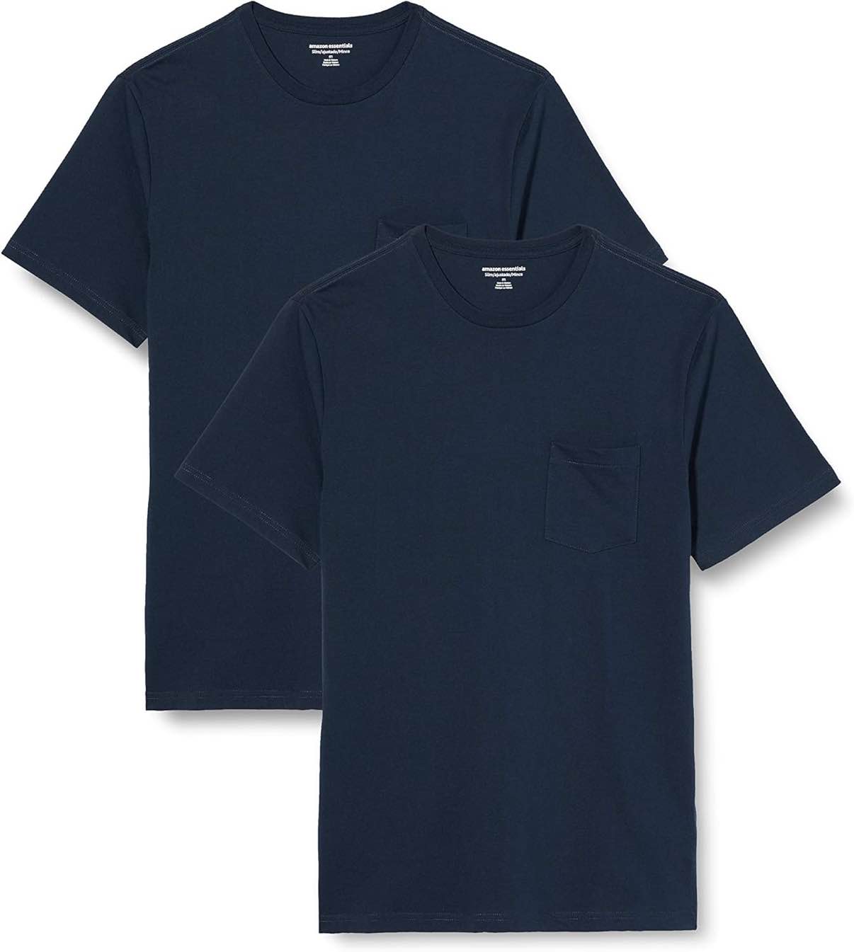 Amazon Essentials Mens T-Shirts, Regular-Fit, Short-Sleeve Crewneck Pocket, Pack of 2 (XXL)