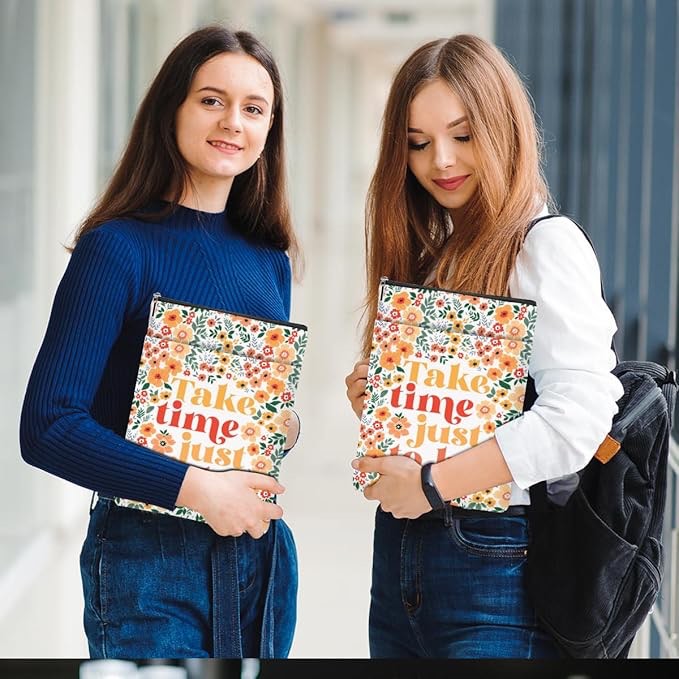 Floral Book Sleeve Book Cover Book Protector with Zipper Graduation Birthday Christmas Inspirational Gifts for Women Friends Female Encouragement Book Lovers Gifts Bookish Bookworm Gifts Double Sided