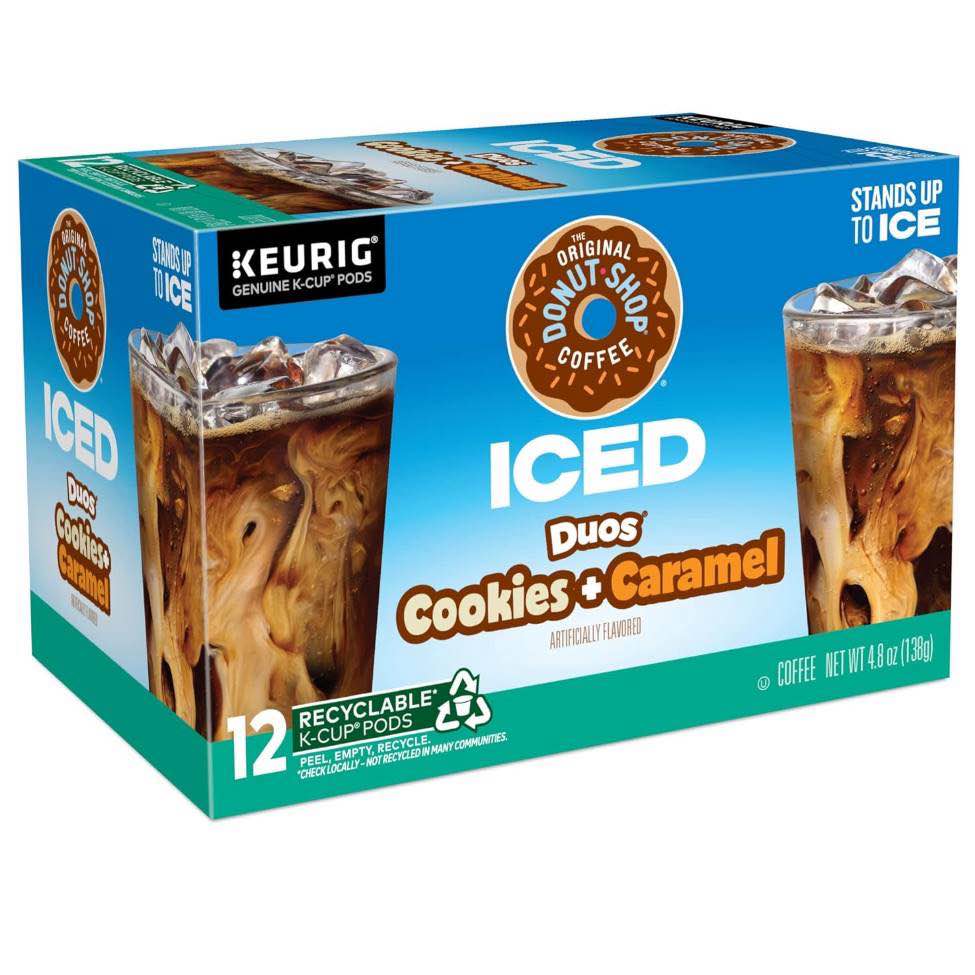 The Original Donut Shop Iced Duos Cookies + Caramel, Keurig K-Cup Coffee Pods, Box of 12 K-cups