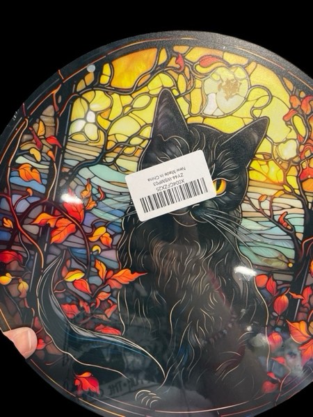 Halloween Door Sign,Black Cat Door Hanger, Halloween Spooky Sign, Halloween Door Decorations, Halloween Home Deccor, Round Door Hanger, Halloween Wood Hanging Sign -WSMP03