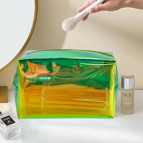 ONEART Holographic Makeup Bag, Iridescent Cosmetic Toiletry Bag,Wash Pouch for Women,Waterproof Portable Case Travel for Makeup Tools Organize