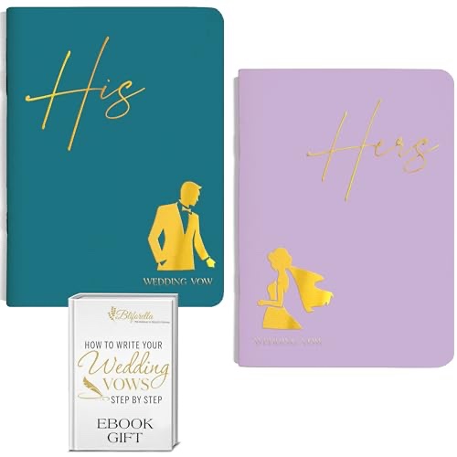 BLIFORELLA Vow Books His and Hers Elevate Your Wedding with Personalized Vow Books Plus a Ebook Gift 'How to Write Wedding Vows Step by Step' Ebook Ensuring Your Vows are Sincere (Blue/Lavender)