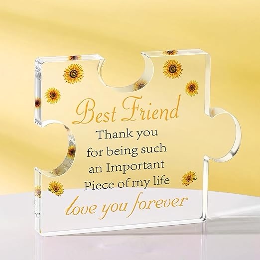 Barydat Birthday Gifts for Sister 3.35 x 2.76 Inch Mom Father Daughter Sister Engraved Acrylic Block Puzzle (Best Friend)