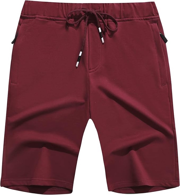 Boisouey Mens Shorts Casual Drawstring Zipper Pockets Elastic Waist - Small