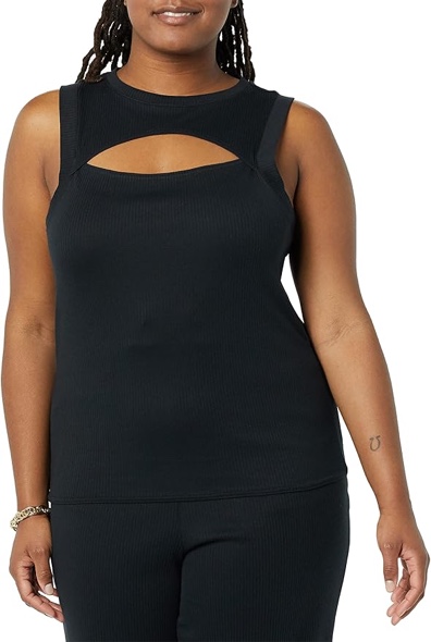 TEREA Women's Ava Cutout Tank Top, Black, Small