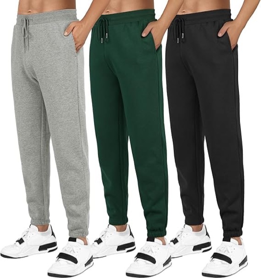 AlisOker Fleece Sweatpants for Men Elastic Bottom Active Athletic Workout Jogger Pants with Pocket and Drawstring