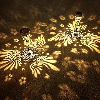 Profinella 2-Pack Hummingbird Outdoor Solar Pathway Lights, Metal Garden Path Decorations, Waterproof Landscape Lighting for Yard, Lawn, Walkway – Gifts for Women, Mom, Grandma