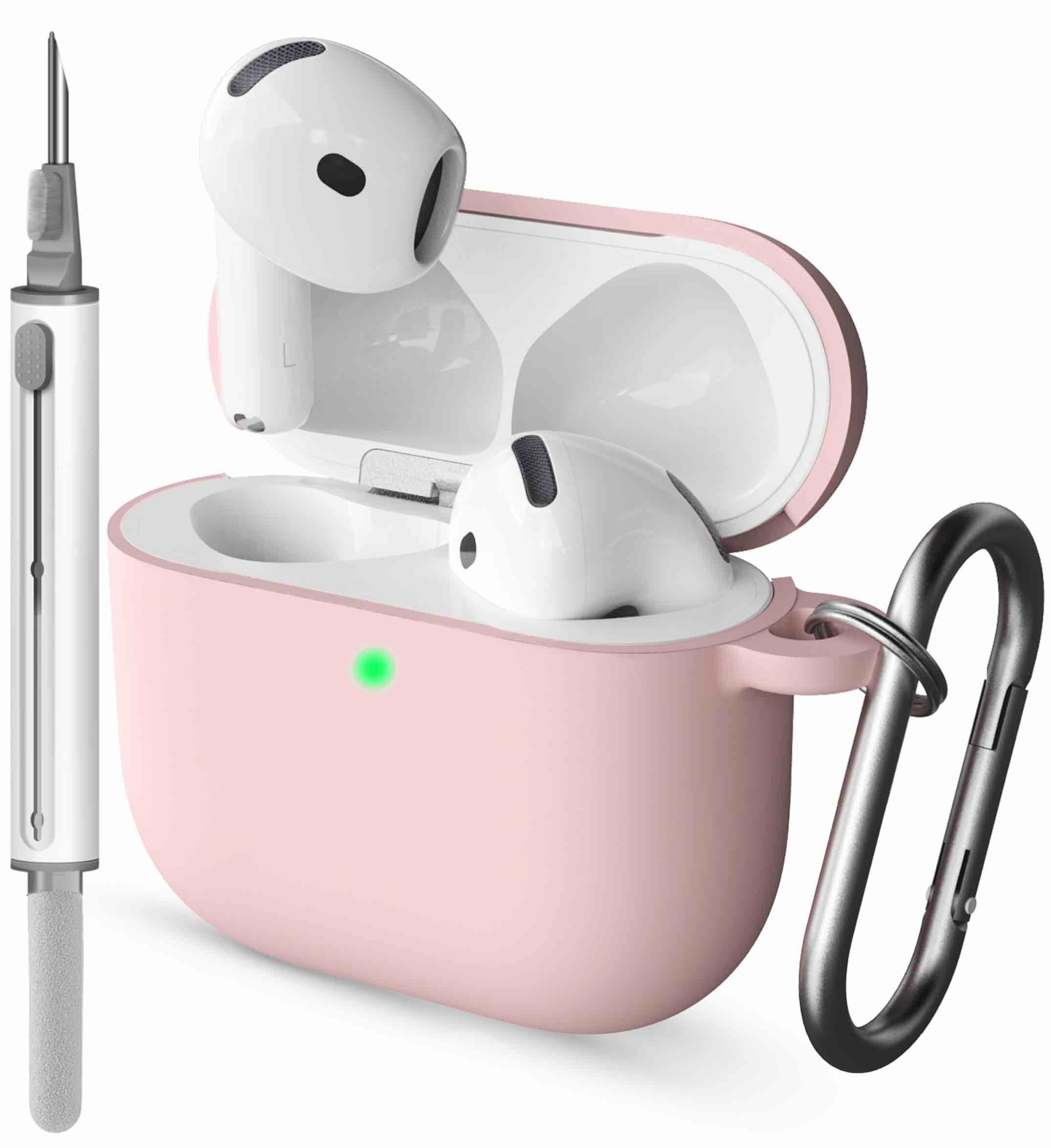 DamonLight Case for AirPods 4 Case Triple Layers Hard Cover Shockproof Protective Silicone Case with Cleaning Pen and Keychain for Apple Airpods 4th Generation 2024 Released 