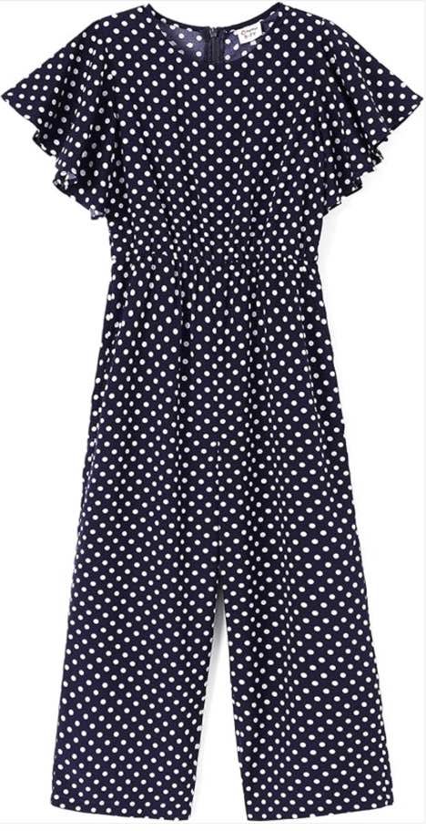 PATPAT Girls Wide Leg Flutter Sleeve Jumpsuit Sleeveless Casual Cute One Piece Rompers (8-9 yrs)