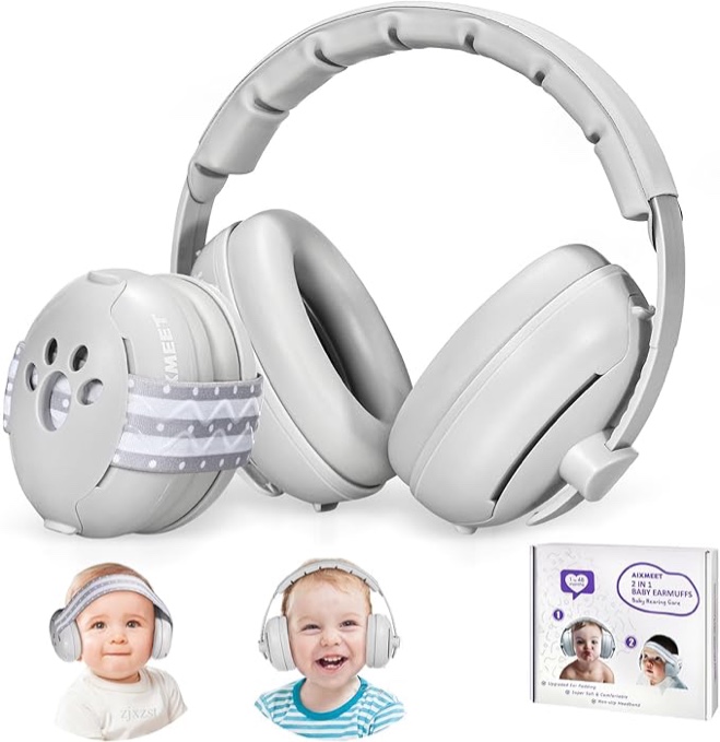 AIXMEET 2 in 1 Baby Ear Muffs Noise Protection,Baby Ear Defenders, Noise Cancelling Headphones for Baby & Toddler 0-36 Months