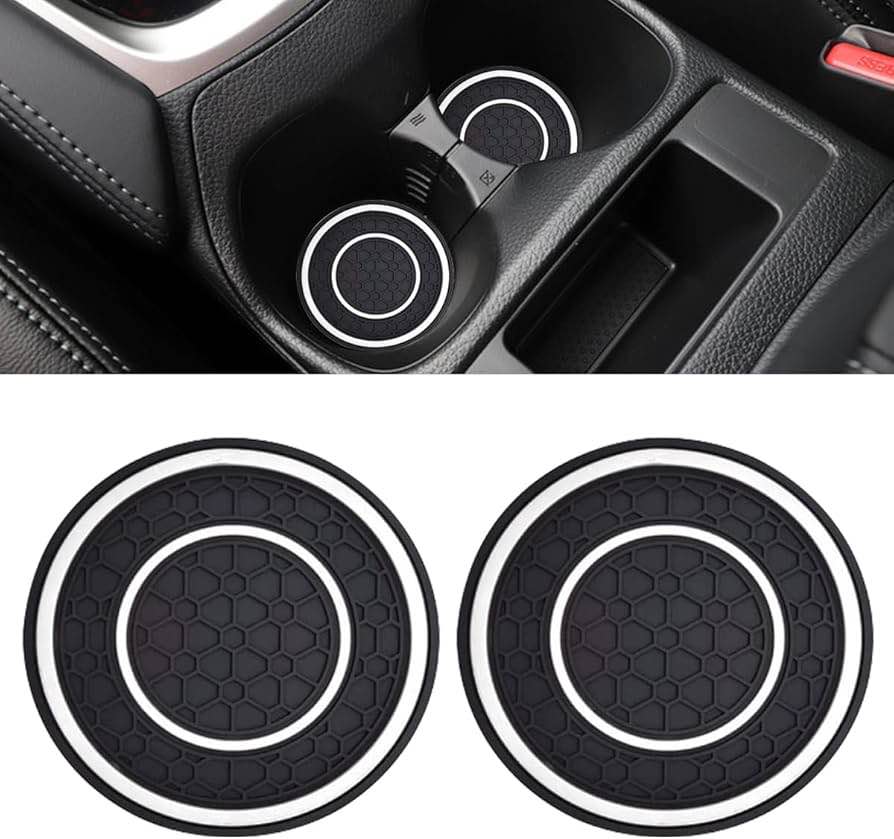 WINUERK 2PCS Car Cup Holder Coasters, 2.75 Inch Non-Slip Insert Water Bottle Holder Pads, Dustproof Automotive Interior Accessories Mat, Universal for Vehicles, Trucks, RVs and More