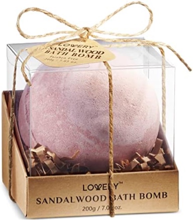 birthday gifts for men, bath bombs gift, extra large sandalwood handmade bath bomb with shea & coco butter dry skin moisturize, bath and body grooming self care 7oz natural spa bubble bath fizzy