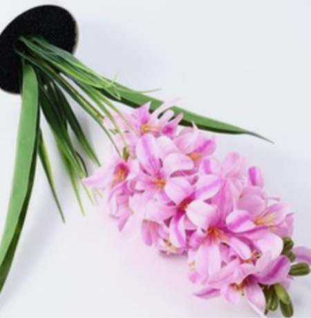 Angerlo 14.5'' Artificial Hyacinth Flowers in Vase, Realistic Fake Silk Flower Faux Floral Plant with Pot Table Centerpiece Arrangement Kitchen Bathroom Office Home Room Decor (Light Purple)