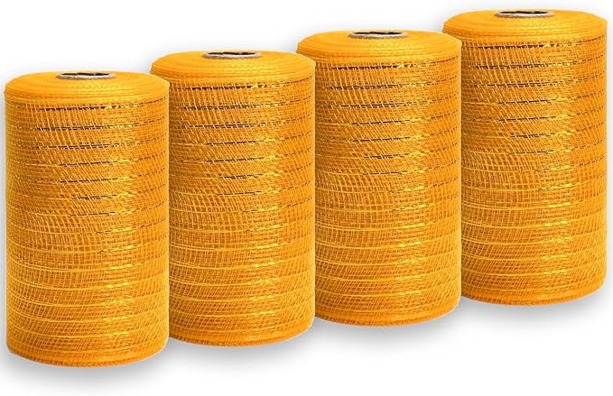 CT CRAFT LLC Deco Mesh 6 Inches x 10Y x 4R 40Y Metallic Gold for Wreaths Swags Garland DIY Craft Home Christmas Party and Tree Decoration (Metallic Gold)
