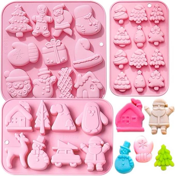 Yogayet Christmas Resin Molds Christmas Resin Molds Silicone for Earrings, Keychains and Ornaments Christmas Molds for Resin Baking DIY Handmade Hanging Candles Decoration