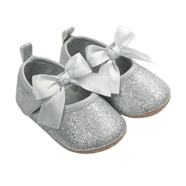 CINDEAR Bowknot Princess Wedding Dress Newborn Baby Girls Mary Jane Flats Non-Slip Soft Sole Infant Toddler Princess Shoes